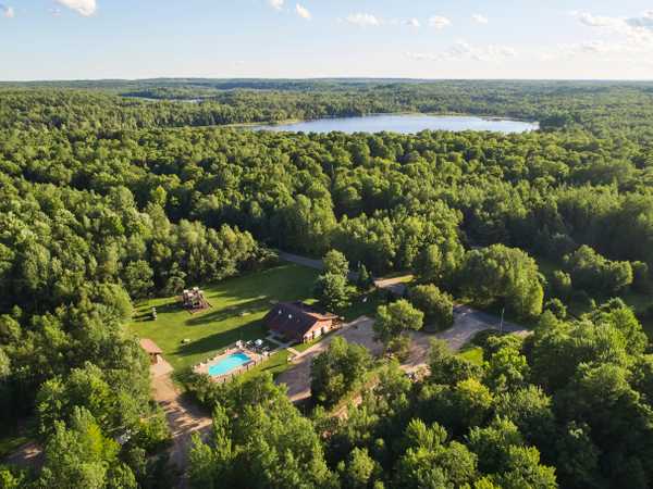 Aerial view of Heaven’s Up North Campground
